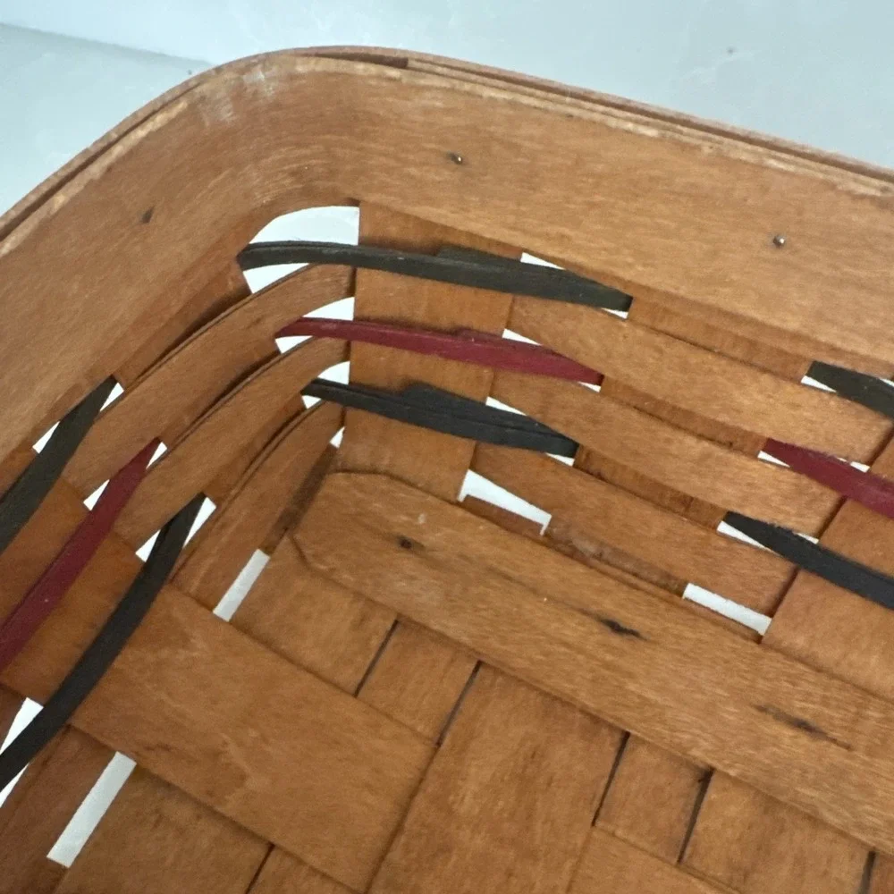 Vintage Longaberger Basket‎ Size 14.5 Inch With Red, Blue, Green Rectangle 1994